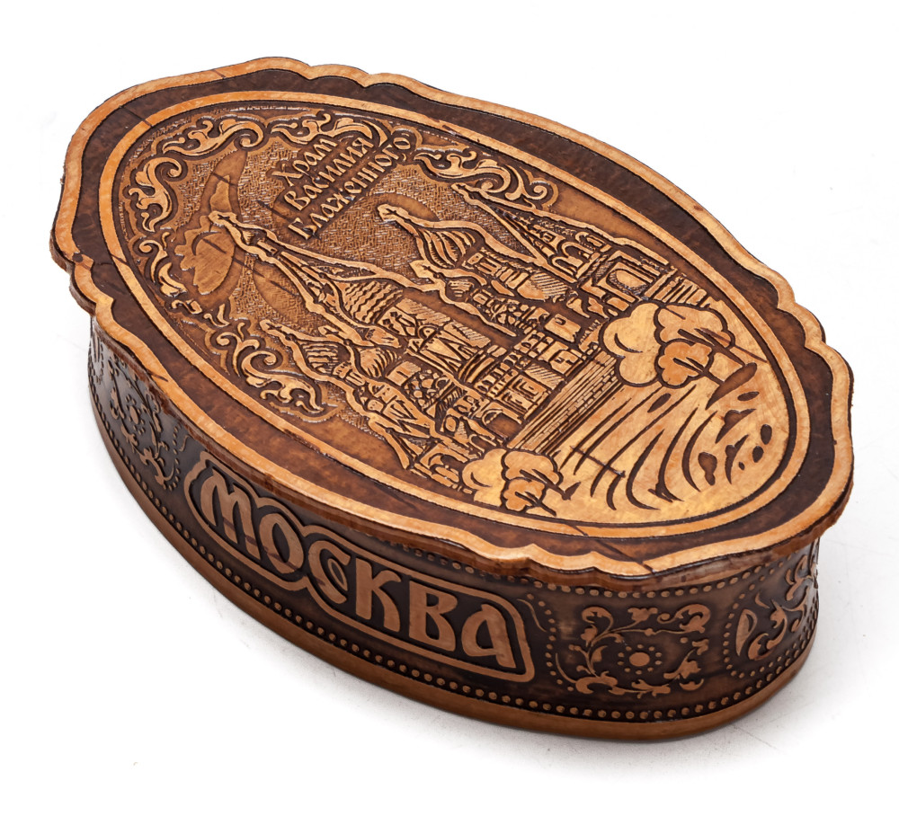 70x110 mm Saint Basil Cathedral hand made Birchbark Jewelry Box (by Maxim Birch)