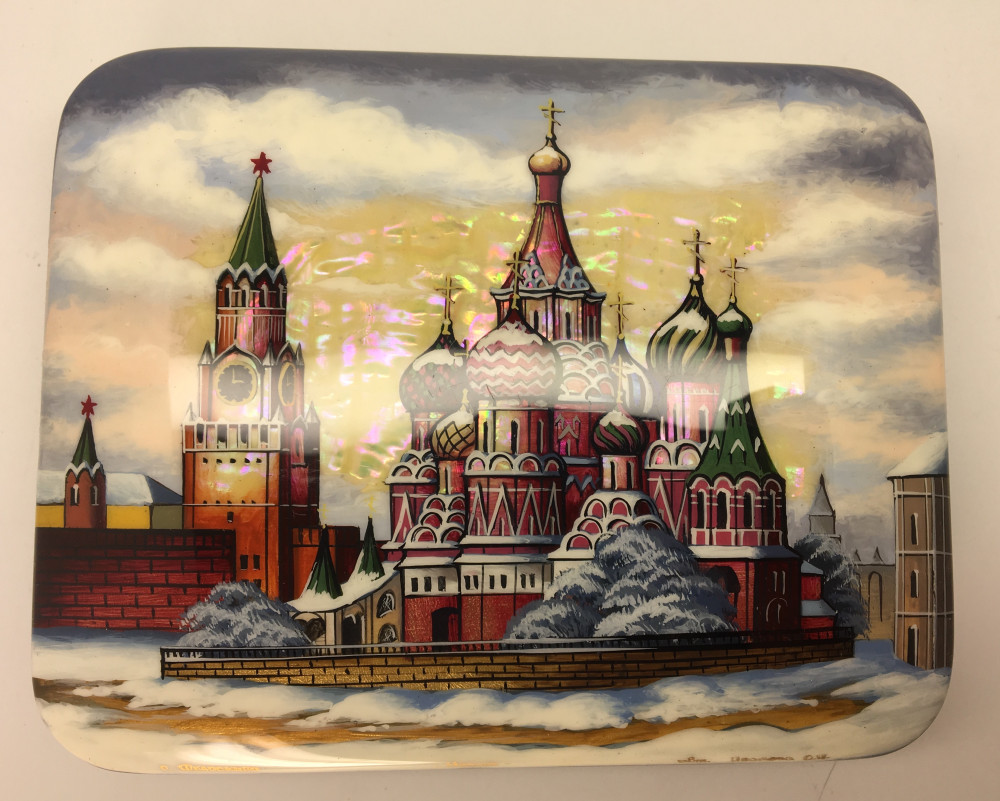 140 x 110 mm Moscow Winter hand painted lacquered box from Fedoscino (by Mihail Studio)