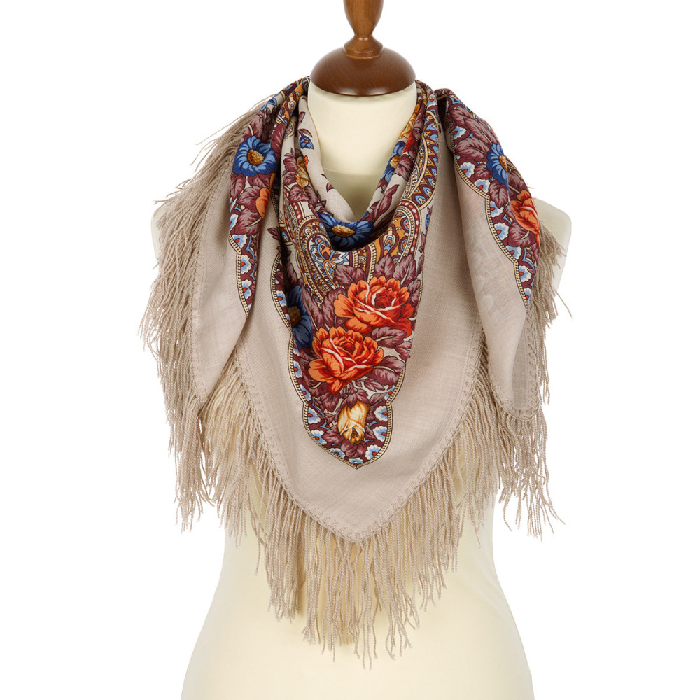 Shop Woolen Scarves with Woolen Fringe 89x89 cm 89x89 cm Enchantress Woolen Shawl with Woolen Fringe Pavlovo Posad Manufactory online at Skazka.site | Eligible for fast shipping and free returns. 89x89 cm Enchantress Woolen Shawl with Woolen Fringe Pavlovo Posad Manufactory