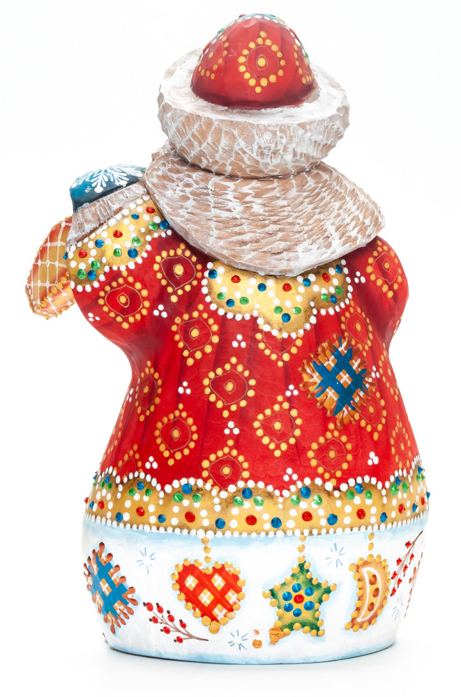 180 mm Snowman with a Lamp hand painted wooden figurine (by Natalia Nikitina Workshop)