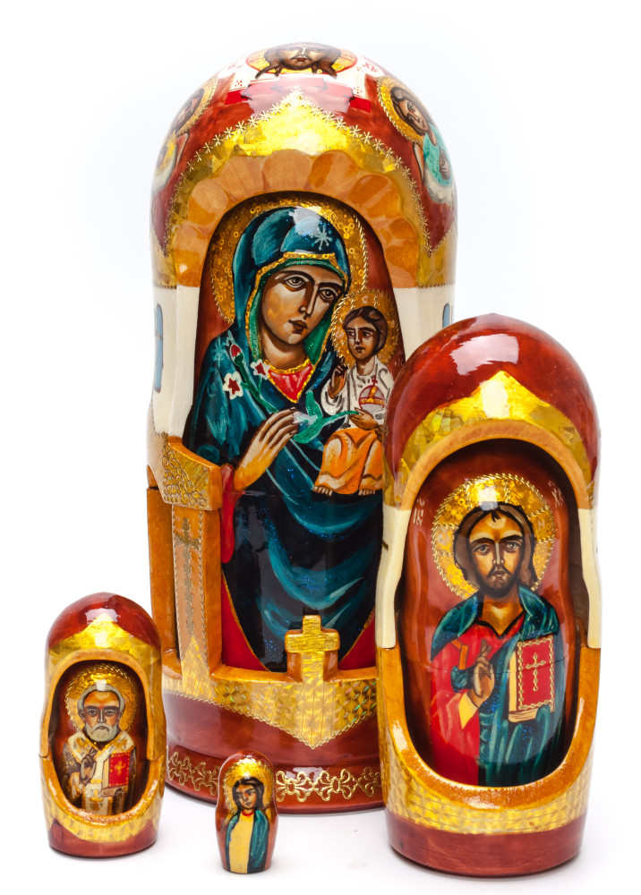 250 mm Unfading Flower Godmother hand painted wooden Matryoshka doll 7 pcs (by Ludmila Icon Paintings)