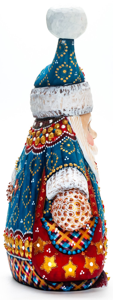 220 mm Santa with Nutcracker Carved Wood Hand Painted Collectible Figurine  (by Natalia Nikitina Workshop)