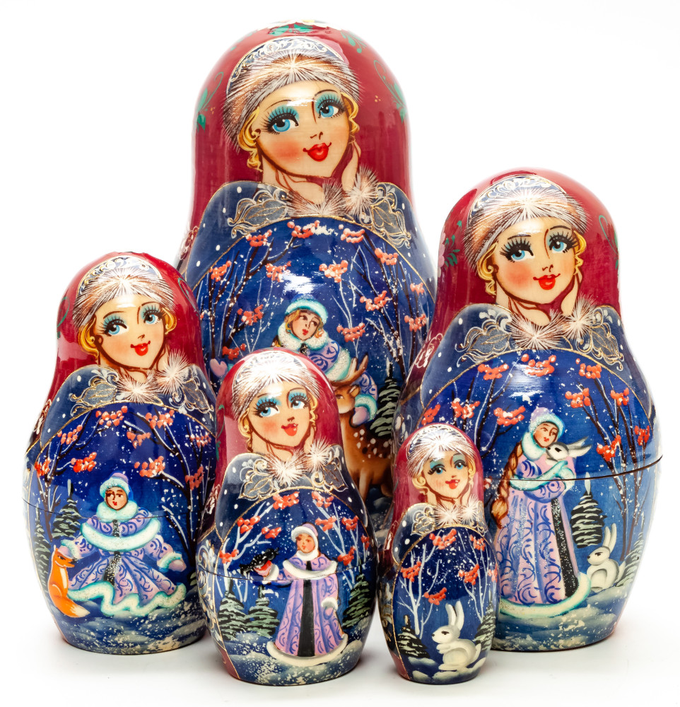 Shop Exclusive Nesting Dolls 160 mm Russian Fairytale hand painted on Wooden Matryoshka doll 5 pcs (by Valeria Crafts) online at Skazka.site | Eligible for fast shipping and free returns. 160 mm Russian Fairytale hand painted on Wooden Matryoshka doll 5 pcs (by Valeria Crafts)