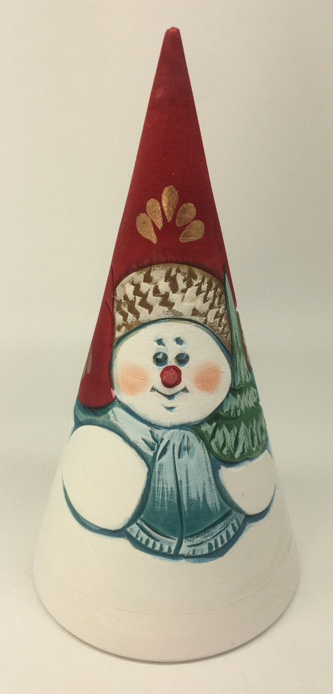 150 mm Snowman Hand Carved and Painted Matryoshka Pyramide shape (by Sergey Carved Wooden Dolls Studio)