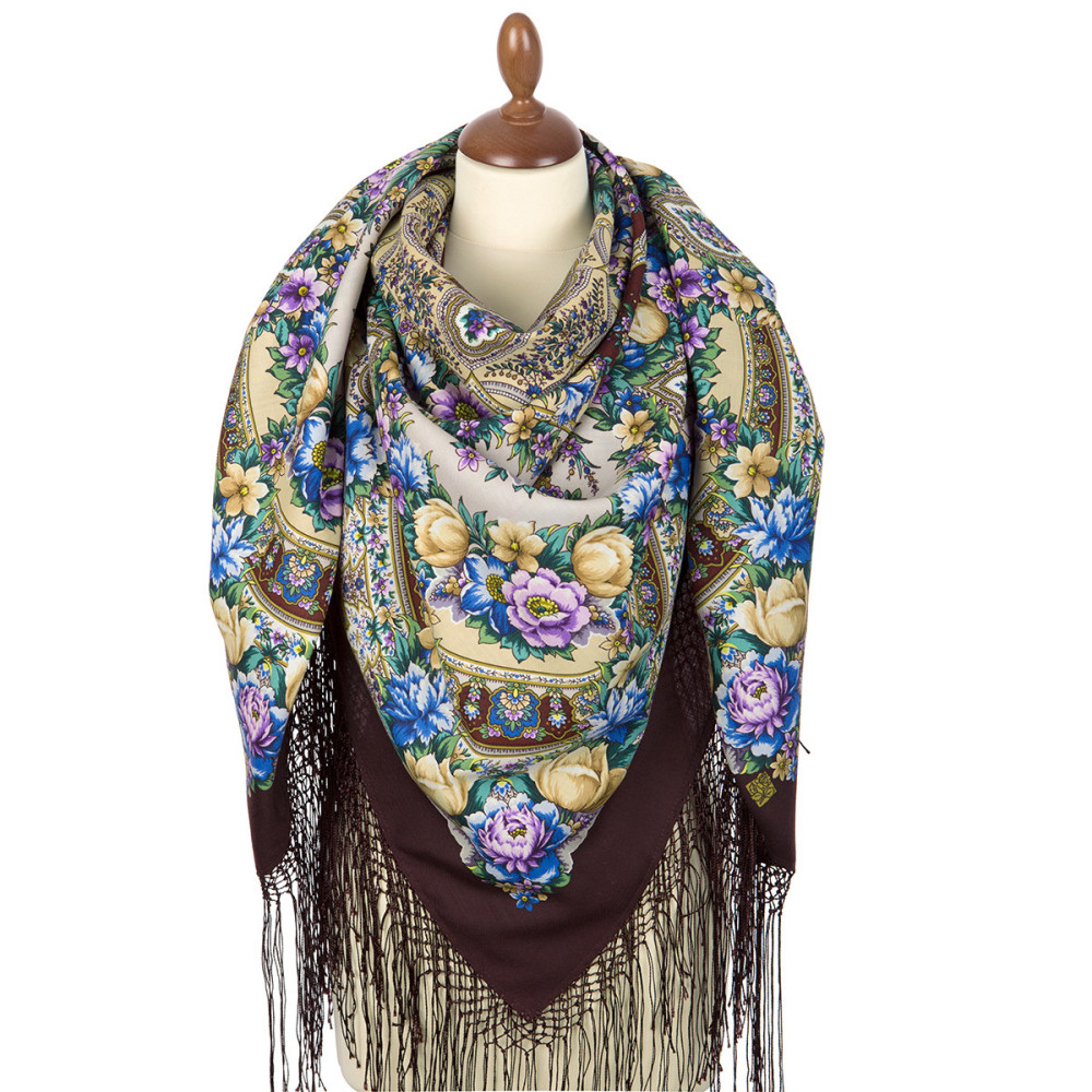 Shop Thick Woolen Fabric Shawls with Silk Fringe 148x148 cm Шаль «Злато-серебро» online at Skazka.site | Eligible for fast shipping and free returns. Шаль «Злато-серебро»