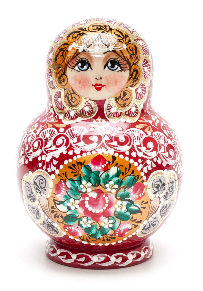 140 mm Russian Patterns hand painted wooden Matryoshka doll 10 pcs (by Elena Kudryashova)