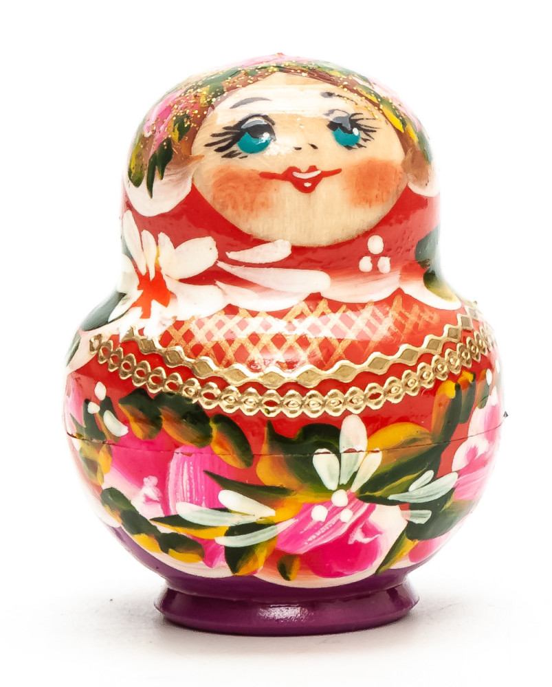 50 mm Flowers hand painted on Wooden Matryoshka doll 5 pcs (by Skazka)