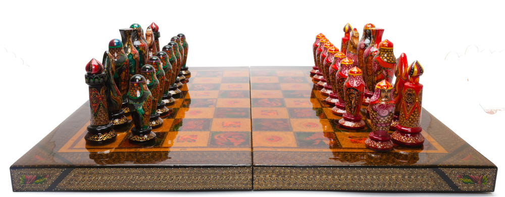 540x540 mm Medieval Russian Army handpainted figures on wooden Chess Board (by Fyodor Chess Studio)