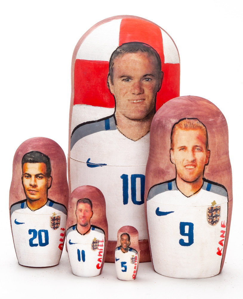 100mm Wayne Rooney from England  Hand Painted Matryoshka Doll 5 pcs (by Konstantin Studio)