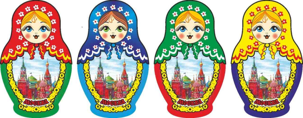 Магнит-матрёшка "Москва" со смолой в ассортименте, 6х3,5 см
