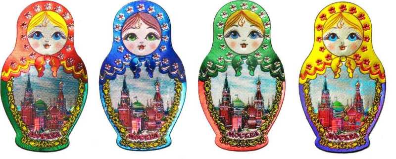 Магнит-матрёшка фольгированный "Москва" в ассортименте, 6х3,5 см