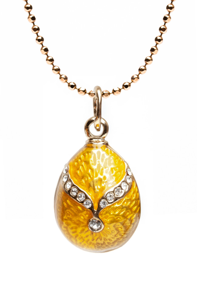 Gold Bow on Yellow Egg Pendant