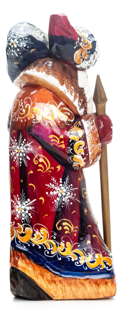 240 mm Santa Claus with a Magic Staff and a Bag Carved Wood Hand Painted Collectible Figurine  (by Igor Carved Wooden Figures Studio)