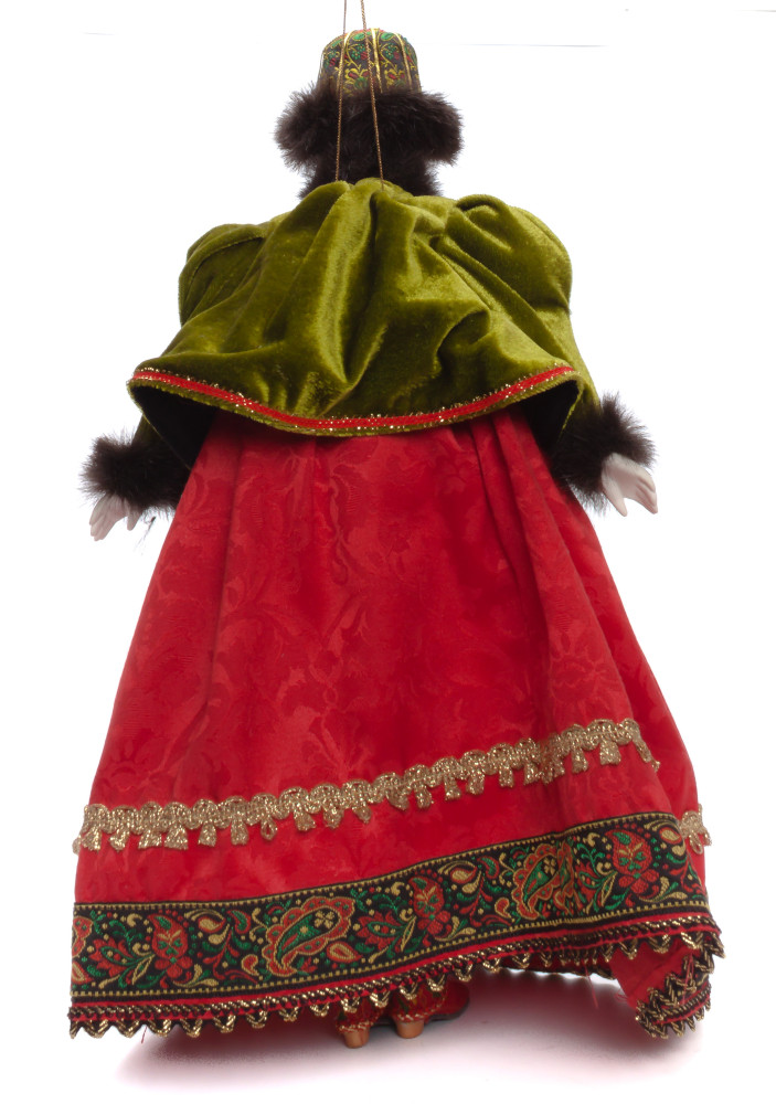 The Girl in a Winter Dress and Fur Hat hand-sewn Porcelain Doll - 16 Inches