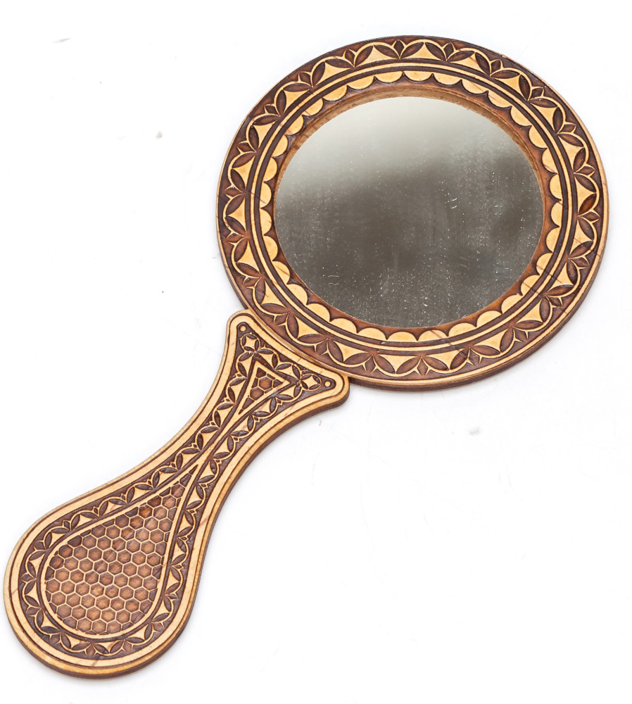 80x160 mm Flowers hand made Birchbark Mirror (by Maxim Birch)