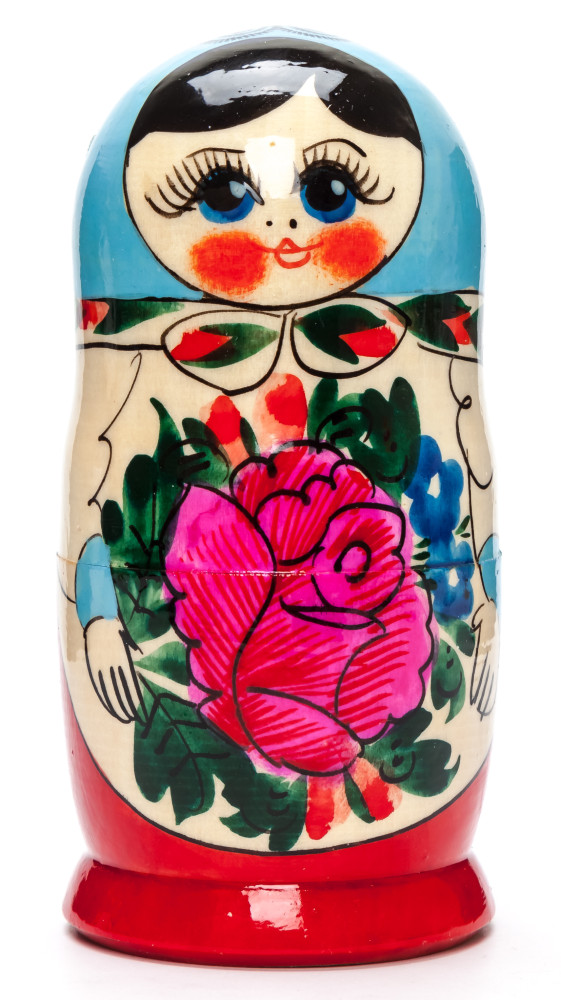 105 mm Blue Head Semenovskaya handpainted wooden Matryoshka Doll 5 pcs (by Ivan Studio)