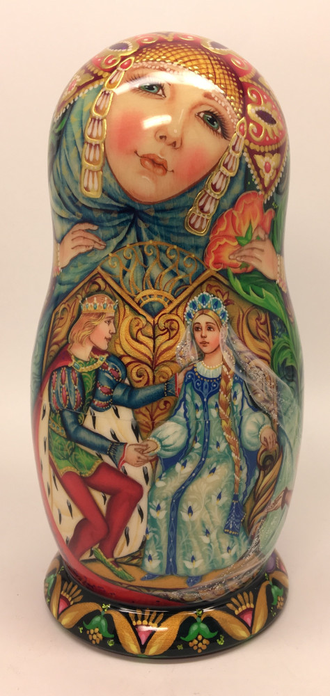 170 mm The Scarlet Flower Fairytale hand painted Russian Matryoshka Doll 5 pcs (by Olga Solovey)