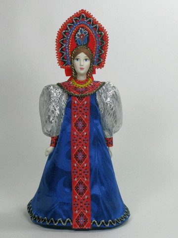 Russian Beauty hand made Porcelain Doll in Kokoshnik - 11 Inches (by Le Russe)