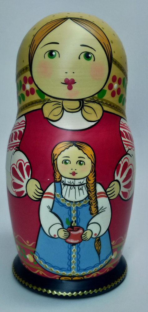 Shop Exclusive Nesting Dolls 160 mm Mother with Daughter hand painted Traditional Russian Wooden Matryoshka doll 5 pcs (by Igor Malyutin) online at Skazka.site | Eligible for fast shipping and free returns. 160 mm Mother with Daughter hand painted Traditional Russian Wooden Matryoshka doll 5 pcs (by Igor Malyutin)