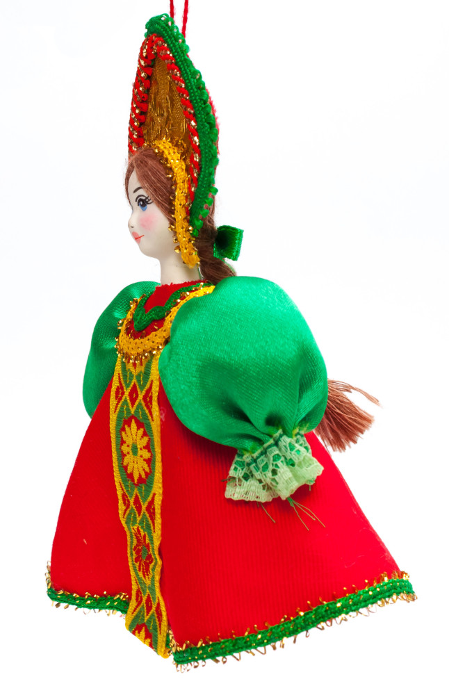 Porcelain Doll in a Russian Dress and Kokoshnik - 5.5 Inches (by Le Russe)