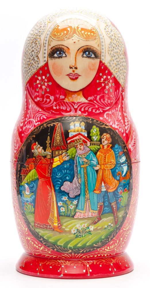 Shop Exclusive Nesting Dolls 210mm The Tale of Tsar Saltan hand painted Matryoshka Doll 7 pcs inside (by Golden Cockerel) online at Skazka.site | Eligible for fast shipping and free returns. 210mm The Tale of Tsar Saltan hand painted Matryoshka Doll 7 pcs inside (by Golden Cockerel)