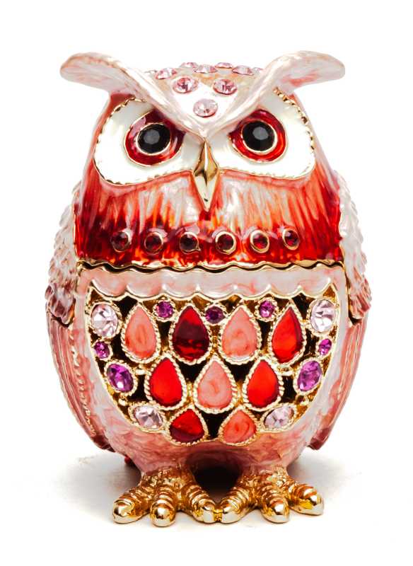 60 mm Owl with the Rhinestones Pink Jewellery Box