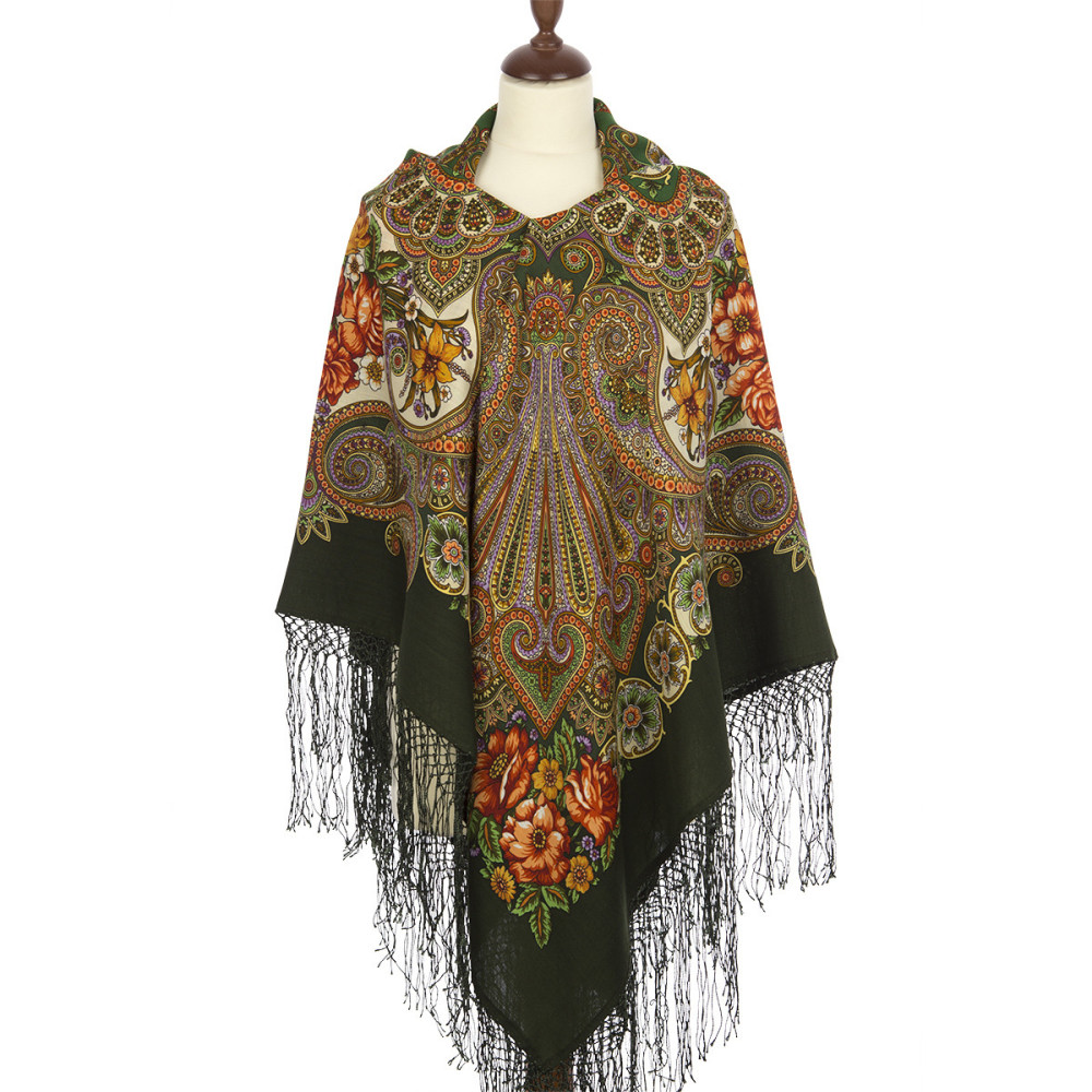 Shop Thick Woolen Fabric Shawls with Silk Fringe 148x148 cm Шаль «Василиса» online at Skazka.site | Eligible for fast shipping and free returns. Шаль «Василиса»