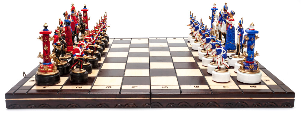 490x490 mm The Battle of Borodino handpainted figures on wooden Chess Board (by Fyodor Chess Studio)
