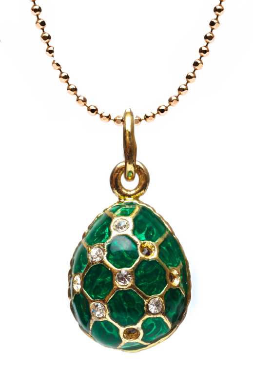 Mesh with Rhinestones Small Green Egg Pendant