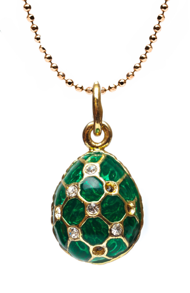 Mesh with Rhinestones Small Green Egg Pendant