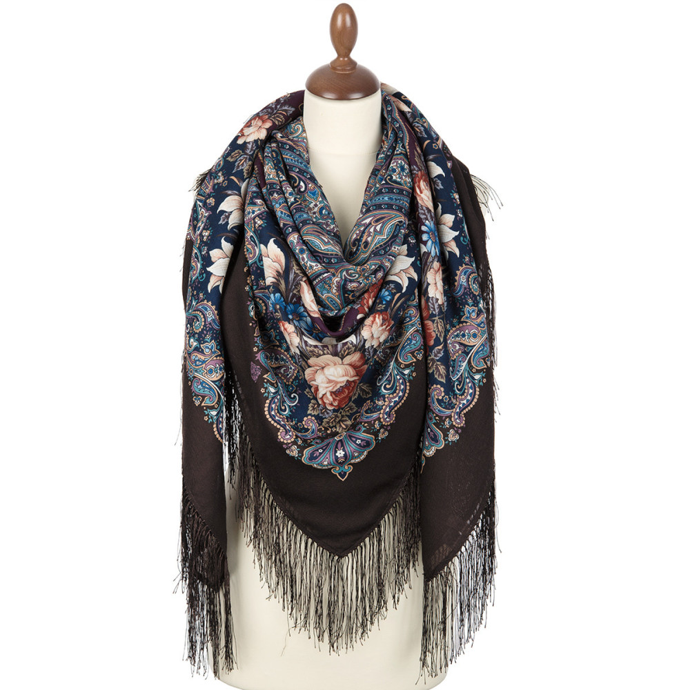 Shop Woolen Scarves with Silk Fringe 146x146 cm Платок «Цветочный калейдоскоп» online at Skazka.site | Eligible for fast shipping and free returns. Платок «Цветочный калейдоскоп»