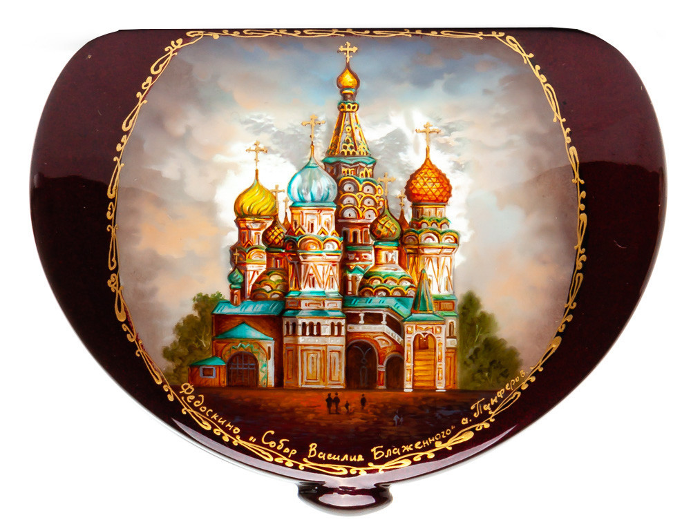 110x80mm Saint Basil Cathedral Hand Painted Jewellery Box (by Tatiana Shkatulka Crafts)