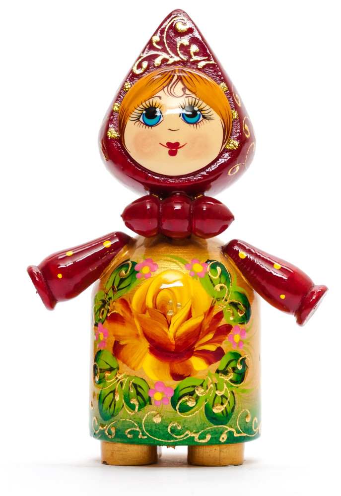 120 mm Russian Girl in Kokoshnik hand painted Wooden Doll (by Summer Shine)