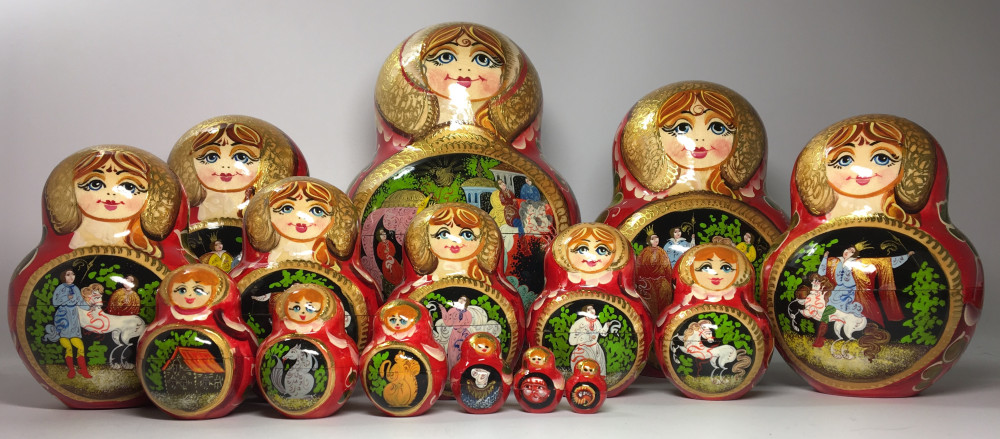 Shop Exclusive Nesting Dolls 230 mm Firebird Fairytale Hand painted Matryoshka doll 20 pcs round shape (by Valery Studio) online at Skazka.site | Eligible for fast shipping and free returns. 230 mm Firebird Fairytale Hand painted Matryoshka doll 20 pcs round shape (by Valery Studio)