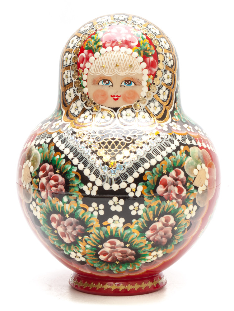 180mm Summer Flowers hand painted Matryoshka round Doll 20 pcs (by Skazka)
