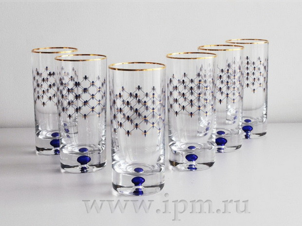 Set of 158 mm Cobal Net Water Glass 300 ml (19.3 fl.oz) Imperial Porcelain Factory