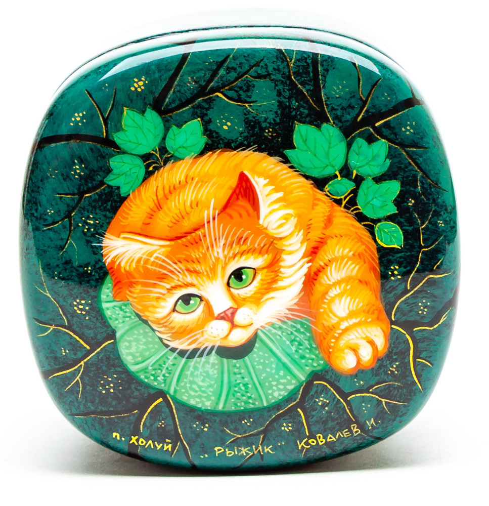 60x60mm Ryzhik The Cat Hand Painted Jewellery Box (by Sadko Workshop)
