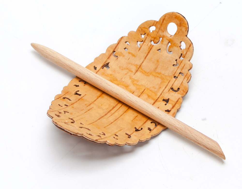 60x120 mm Patterns hand made Birchbark Hair Clip (by Maxim Birch)