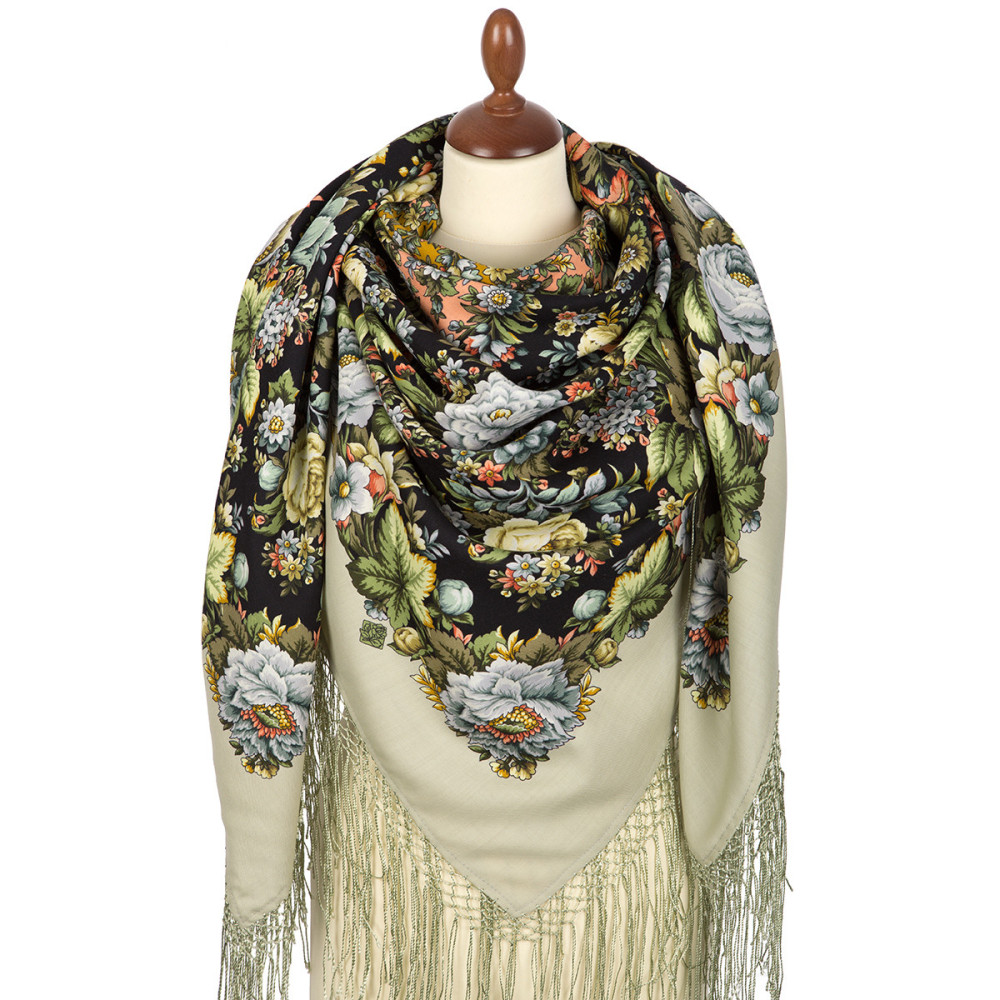 Shop Thick Woolen Fabric Shawls with Silk Fringe 148x148 cm Шаль «Диво дивное» online at Skazka.site | Eligible for fast shipping and free returns. Шаль «Диво дивное»