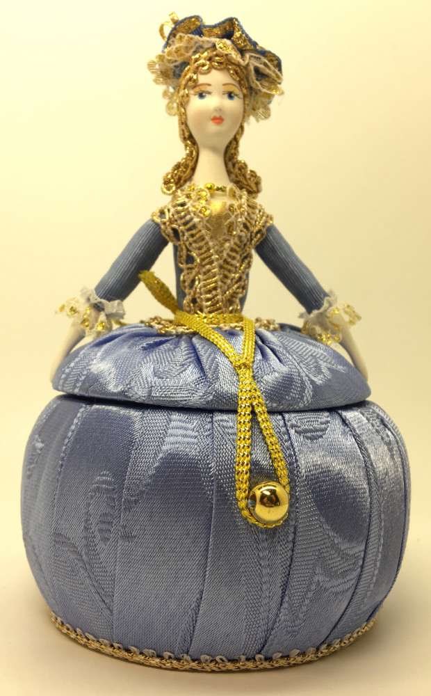 Girl in a Little Hat and Nice Dress Jewelry Box (hand-sewn Doll by Le Russe)