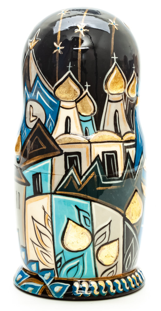160mm Moscow Snt Basil Cathedral hand painted by Lentuloff on wooden Matryoshka doll 5 pcs (by A Studio)