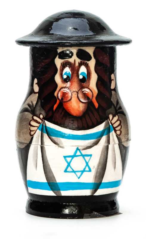 90mm Jew with a Flag hand painted on wooden Matryoshka doll 5 pcs (by Alexander Famous Paintings Studio)