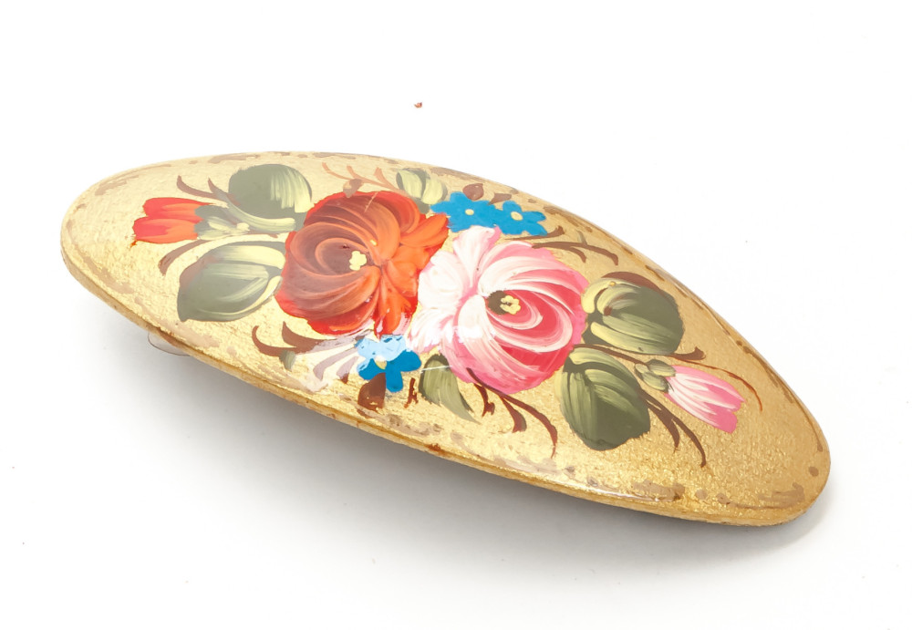 Lada Hair Clip Hand Painted Zhostovo Art