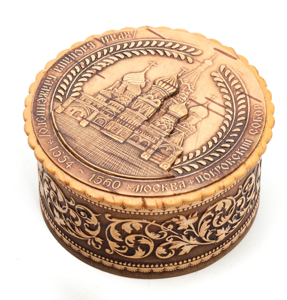  d 85 mm Saint Basil Cathedral hand made Birchbark Jewelry Box (by Maxim Birch)