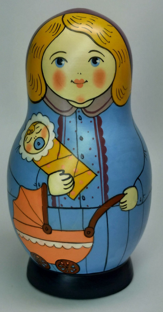Shop Exclusive Nesting Dolls 125 mm Mistress with Baby hand painted Traditional Russian Wooden Matryoshka doll 5 pcs (by Igor Malyutin) online at Skazka.site | Eligible for fast shipping and free returns. 125 mm Mistress with Baby hand painted Traditional Russian Wooden Matryoshka doll 5 pcs (by Igor Malyutin)
