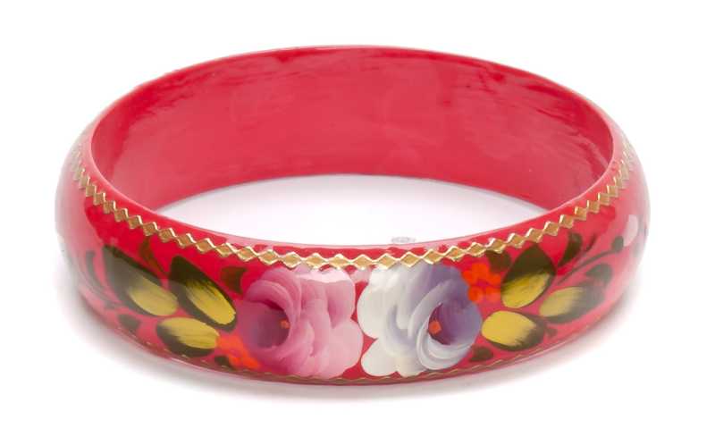 80x20 mm Zhostovo Hand Painted Bracelet (by Lada Workshop)