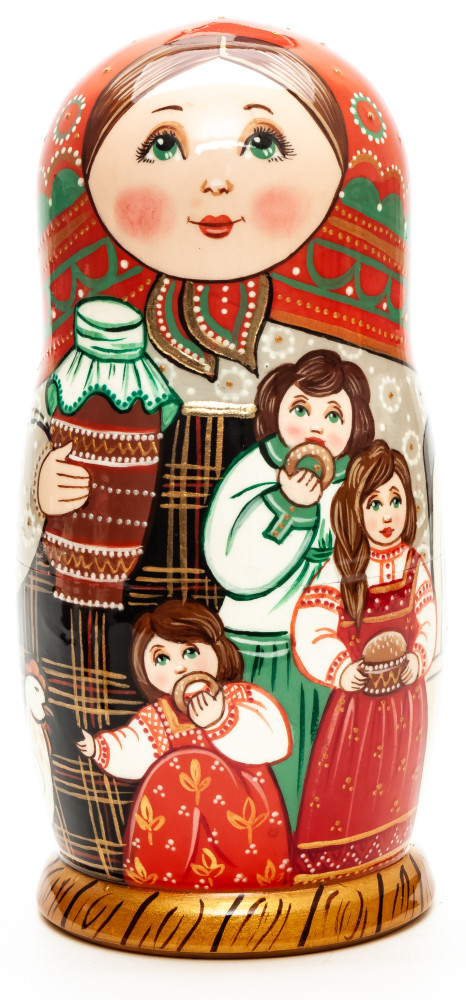 Shop Exclusive Nesting Dolls 180 mm Russian Girl with Family hand painted wooden Matryoshka doll 5 pcs (by A Studio) online at Skazka.site | Eligible for fast shipping and free returns. 180 mm Russian Girl with Family hand painted wooden Matryoshka doll 5 pcs (by A Studio)