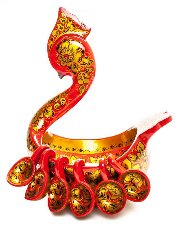 200x260 mm Duck Khokhloma hand painted wooden Ladle for Wine with small Ladles