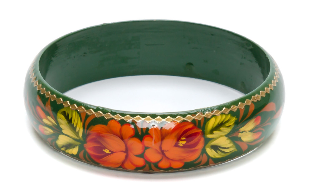 80x20 mm Zhostovo Hand Painted Bracelet (by Lada Workshop)