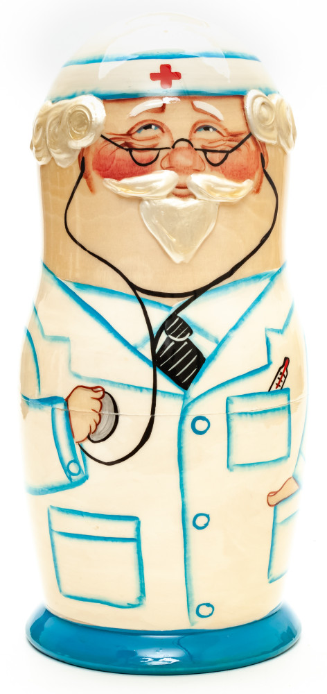 240mm Doctor hand painted Matryoshka round Doll 7pcs (by A Studio)